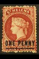 1864-80  1d Lake With Type C Surcharge, Perf 12½, SG 8, Fine Mint. For More Images, Please Visit Http://www.sandafayre.c - St. Helena