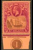 1922-37  £1 Grey And Purple/red, SG 96, Never Hinged Mint With Plate Number, Fresh And Lovely. For More Images, Please V - Saint Helena Island
