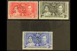 1937  Coronation Set Complete, Perforated "Specimen", SG 90s/92s, Very Fine Mint Part Og. (3 Stamps) For More Images, Pl - Somaliland (Protectoraat ...-1959)