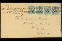 1926-7  ½d Black & Green, Perf 13½x14, TWO HORIZONTAL PAIRS (ex Rare 1927 Booklet, SG SB6) USED ON COVER, Addressed To S - Non Classés