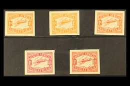 1929  1s Airmail IMPERFORATE COLOUR TRIALS Printed On The Back Of Obsolete Government Land Charts - The Complete Set Of  - Unclassified