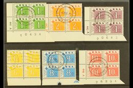 POSTAGE DUES  1972 Set In Blocks Of 4, Mostly Cylinders, SG D75/80, Used, Cancelled To Order (6 Blocks). For More Images - Zonder Classificatie