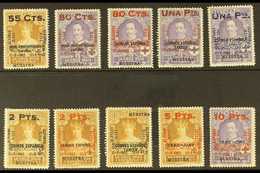 1927  Anniv Of Coronation Overprints On Various Spanish Colonies Red Cross Issues Complete Set With "MUESTRA" (Specimen) - Other & Unclassified