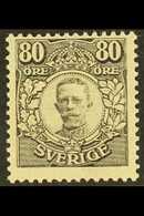 1918  80o Black Gustav V, SG 84 (Facit 94) Never Hinged Mint, A Light Diagonal Crease Is Not Easy To See From The Front. - Other & Unclassified