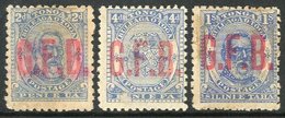 OFFICIALS  1893 2d, 4d And 1s With "G.F.B." Overprints In Carmine, SG O2, O3 And O5, Unused Without Gum And With Usual F - Tonga (...-1970)