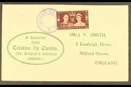 1937  1½d Coronation Of Great Britain On Printed Cover To England Tied By Very Fine "TRISTAN DA CUNHA" Triple Ring Cache - Tristan Da Cunha