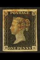 1840  1d Intense Black 'BA' Plate 1b, SG 1, Used With 4 Margins & Red MC Cancellation. Spectacular. For More Images, Ple - Non Classés