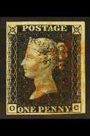 1840  1d Intense Black 'OC' Plate 1b, SG 1, Used With 4 Margins & Red MC Cancellation. For More Images, Please Visit Htt - Non Classés