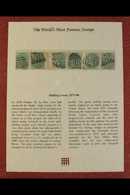 1873-80  1s Green Complete Set Of Plates 8 To 13, SG 150, Used, In Special Folder With Westminster Certificate. (6 Stamp - Other & Unclassified