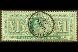 1902  £1 Dull Blue Green, SG 266, Cds Used (Guernsey Jan 18th 1912), Good Colour, Small Faults For More Images, Please V - Zonder Classificatie