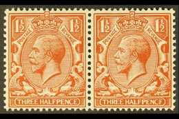 1912-24 "PENCF" VARIETY  1½d Chestnut Brown Pair, One Stamp Bearing "PENCF" Variety, SG 364/364a, Never Hinged Mint (2 S - Unclassified