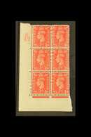 1941  1d Pale Red Control K42 Corner Block 6, Cylinder 74 No Dot, The Lower Pair Showing The Two CURVED FRAME Varieties, - Non Classificati