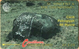 St. Vincent & The Grenadines - STV-5B, GPT, 5CSVB, Carib Petroglyph, 20 EC$, 22.000ex, 1992, Used - San Vicente Y Las Granadinas