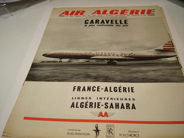 ANCIENNE PUBLICITE AIR ALGERIE AVEC CARAVELLE 1963 - Werbung