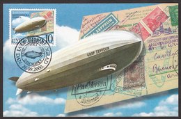 Yugoslavia 2000 Stamp Day, 100 Years Anniversary Zeppelin Post, Aircrafts, Maxi-card, CM - Lettres & Documents