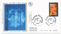 FRANCE => 6 Enveloppes FDC Soie - "De La Scène à L'écran" - Yvonne Printemps, Fernandel, Coluche, Montand, Bourvil... - 1990-1999