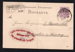 P888 - Entier Postal - Ratzebourg - Rtzeburg - Allemagne - 1889 - Lauenburg