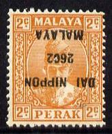 Malaya 1942-44, Japanese Occupation Of Perak, 2c Orange With Overprint Inverted Mounted Mint, - Occupazione Giapponese