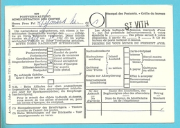 POSTVERWALTUNG Met Naamstempel (Griffe) ST-VITH (Rare Dokument Duits/Franse Tekst !!!!) - OC55/105 Eupen & Malmédy
