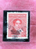 ARGENTINA 1938 1951 OFFICIAL STAMPS SERVICIO OFICIAL BERNARDINO RIVADAVIA CENT. 10 USATO USED OBLITERE' - Oficiales