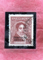 ARGENTINA 1938 1951 OFFICIAL STAMPS SERVICIO OFICIAL BERNARDINO RIVADAVIA CENT. 10 USATO USED OBLITERE' - Servizio