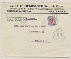 Nederland - 1919 - 15 Cent Bontkraag Op Commercial Express Cover Van Amsterdam Naar Berlin / Deutschland - Brieven En Documenten