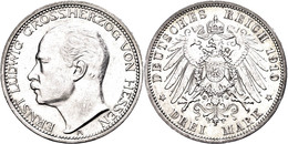 69 3 Mark, 1910, Ernst Ludwig, Wz. Rf., Ss-vz., Katalog: J. 76 Ss-vz - Autres & Non Classés