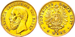 75 5 Mark, 1877, Friedrich I., Ss., Katalog: J. 185 Ss - Sonstige & Ohne Zuordnung