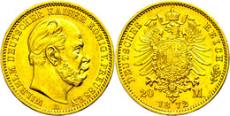 88 20 Mark, 1872, Wilhelm I., Kl. Rf., Ss., Katalog: J. 243 Ss - Autres & Non Classés
