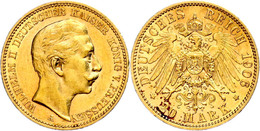 126 20 Mark, 1906, Wilhelm II., Kl. Rf., Ss., Katalog: J. 252 Ss - Autres & Non Classés