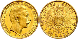 132 20 Mark, 1910, Wilhelm II., Kl. Rf., Ss-vz., Katalog: J. 252 Ss-vz - Sonstige & Ohne Zuordnung