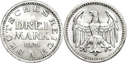 149 3 Mark, 1924, A, Kl. Rf., F. St., Katalog: J. 312 - Sonstige & Ohne Zuordnung