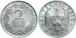 153 2 Reichsmark, 1925 A, Etwas Grünspan, Vz-st., Katalog: J. 320 Vz-st - Other & Unclassified