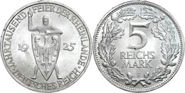 156 5 Reichsmark, 1925, F, Rheinlande, Randfehler, Vz., Katalog: J. 322 Vz - Sonstige & Ohne Zuordnung