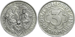 157 3 Reichsmark, 1927, Nordhausen, Wz. Rf., Vz., Katalog: J. 327 Vz - Sonstige & Ohne Zuordnung