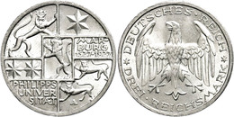 159 3 Reichsmark, 1927, Marburg, Kl. Rf., Vz-st., Katalog: J. 330 Vz-st - Autres & Non Classés