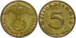 172 5 Reichspfennig, 1936, Mzz D, Ss-vz., Katalog: J. 363 Ss-vz - Other & Unclassified