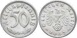 174 50 Reichspfennig, 1942, Mzz D, Offenes "R" Bei Reichspfennig, Ss., Katalog: J. 372 Ss - Sonstige & Ohne Zuordnung