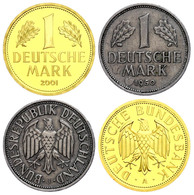179 2 X 1 Mark, Gold Und Silber, 2001, A, Abschiedsmark, Jeweils In Kapsel, Zusammen In Schatulle, St., Katalog: J. 385  - Sonstige & Ohne Zuordnung
