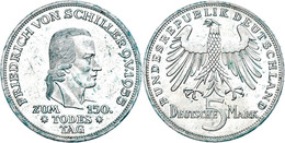 189 5 Mark, 1955, Schiller, Etwas Grünspan, Vz., Katalog: J. 389 Vz - Sonstige & Ohne Zuordnung