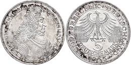 193 5 Mark, 1955, Markgraf Von Baden, Vz, Katalog: J. 390 Vz - Sonstige & Ohne Zuordnung