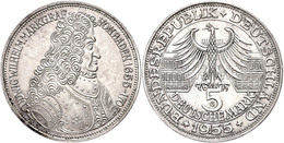 194 5 Mark, 1955, Markgraf Von Baden, Vz, Katalog: J. 390 Vz - Sonstige & Ohne Zuordnung