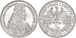 196 5 Mark, 1955, Markgraf Von Baden, Vz., Katalog: J. 390 Vz - Autres & Non Classés