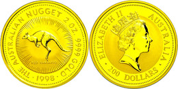 286 200 Dollars, Gold, 1998, Känguru, 2 Unzen Gold, Auflage Lt. Schön Nur 150 Stück! Schön 410, In Kapsel, St.  St - Autres & Non Classés