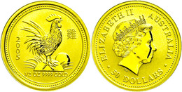 294 50 Dollars, Gold, 2005, Jahr Des Hahns, 1/2 Unze Fein, In Kapsel (gebrochen), St.  St - Autres & Non Classés