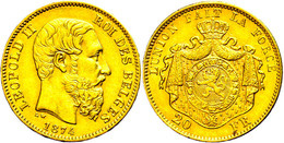 324 20 Francs, Gold, 1874, Leopold II., Fb. 412, Ss.  Ss - Sonstige & Ohne Zuordnung