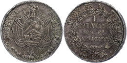 332 Boliviano,1868, La Plata, FE, KM 152.2, Kl. Rf., Ss+ - Bolivien