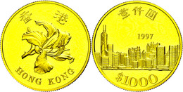 343 Hong Kong, 1000 Dollars, Gold, 1997, Mit Zertifikat In Ausgabeschatulle, PP.  PP - China