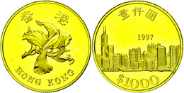 344 Hong Kong, 1000 Dollars, Gold, 1997, Mit Zertifikat In Ausgabeschatulle, PP.  PP - China