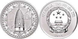 346 10 Yuan, 2011, Weltkulturerbe Von Dengfeng, 1 Unze Silber, Etui Mit OVP Und Zertifikat, PP  PP - China